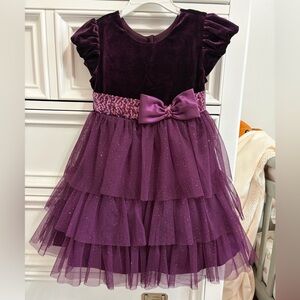 Jona Michelle Plum Velvet Party Dress with Sequin Waist